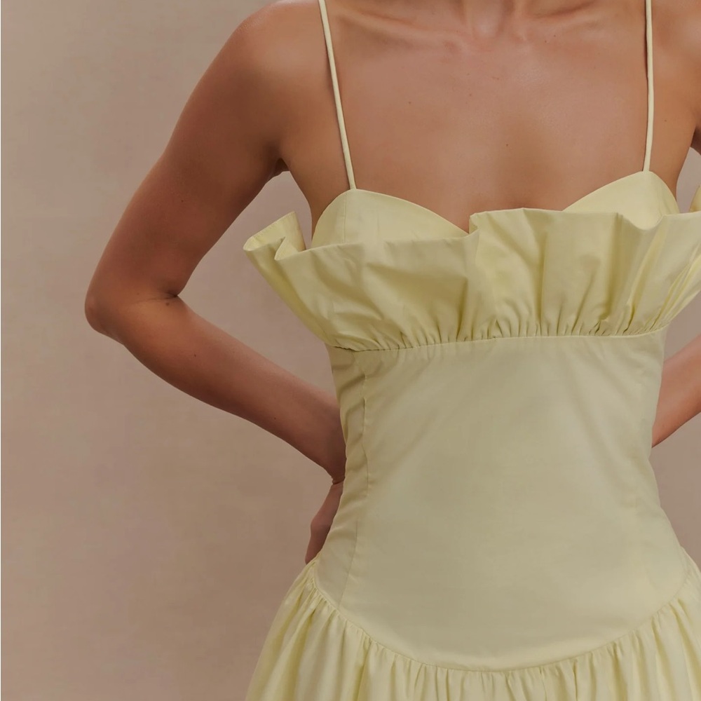 Meshki Pale Yellow Ruffle Maxi Dress